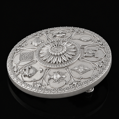 999 Silver Mixed Finish Round Ashtamangal