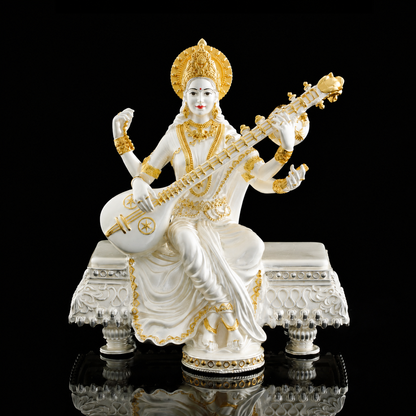 925 Silver Dual Tone Maa Saraswati on Sinhasan Idol