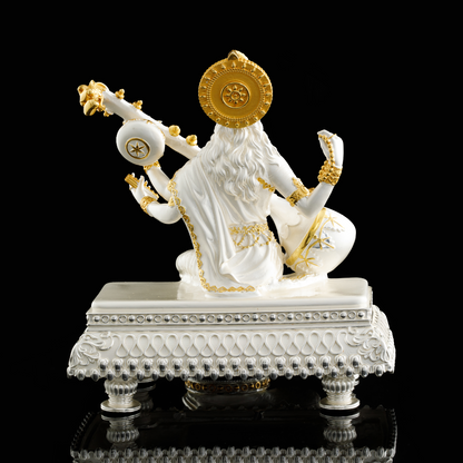 925 Silver Dual Tone Maa Saraswati on Sinhasan Idol