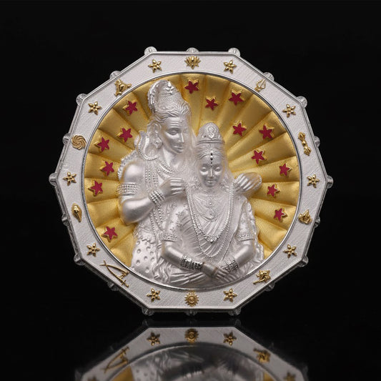 925 Silver Mixed Finish Shiv Parvati Vivah Coin