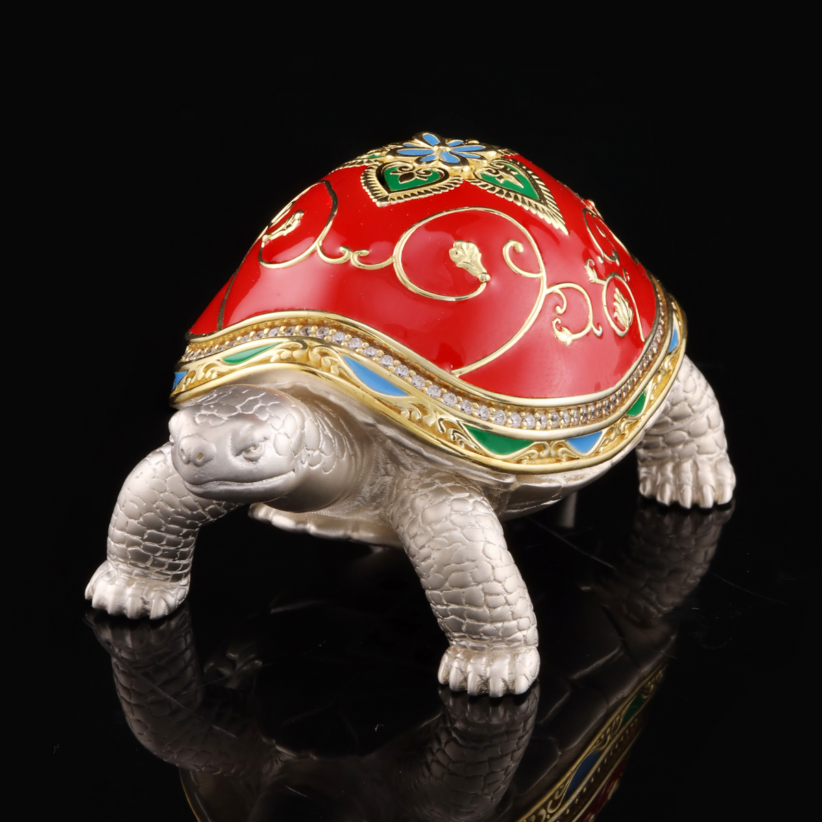 925 Silver Mixed Finish Studded Tortoise Design 1