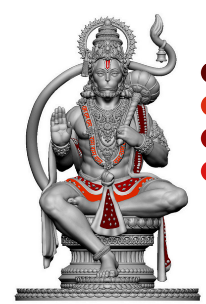 925 Silver Mixed Finish Hanumanji Idol