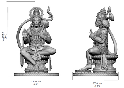 925 Silver Mixed Finish Hanumanji Idol