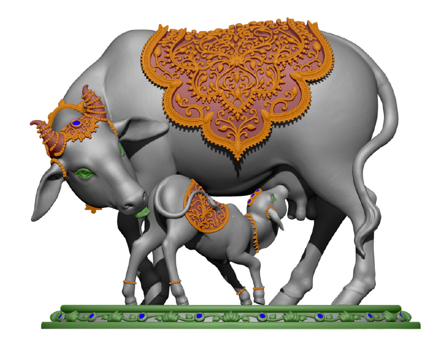 925 Silver Mixed Finish Kamdhenu Gai