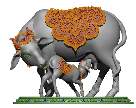 925 Silver Mixed Finish Kamdhenu Gai