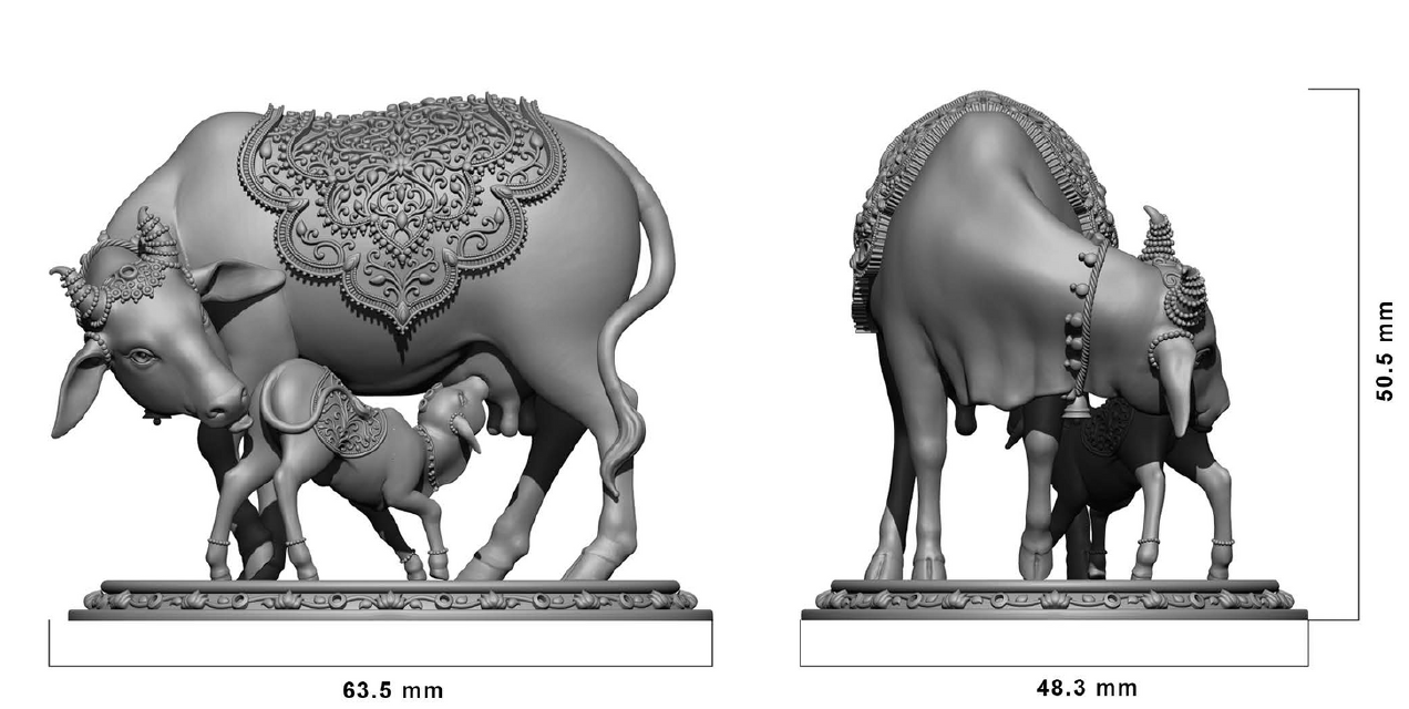 925 Silver Mixed Finish Kamdhenu Gai