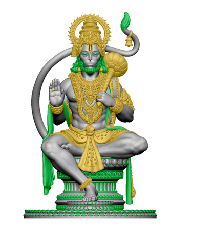 925 Silver Mixed Finish Hanumanji Idol