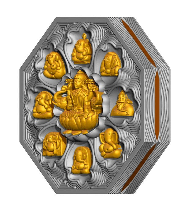 925 Silver Mixed Finish Ashtavinayak with Laxmi Coin