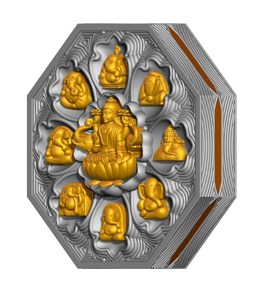925 Silver Mixed Finish Ashtavinayak with Laxmi Coin