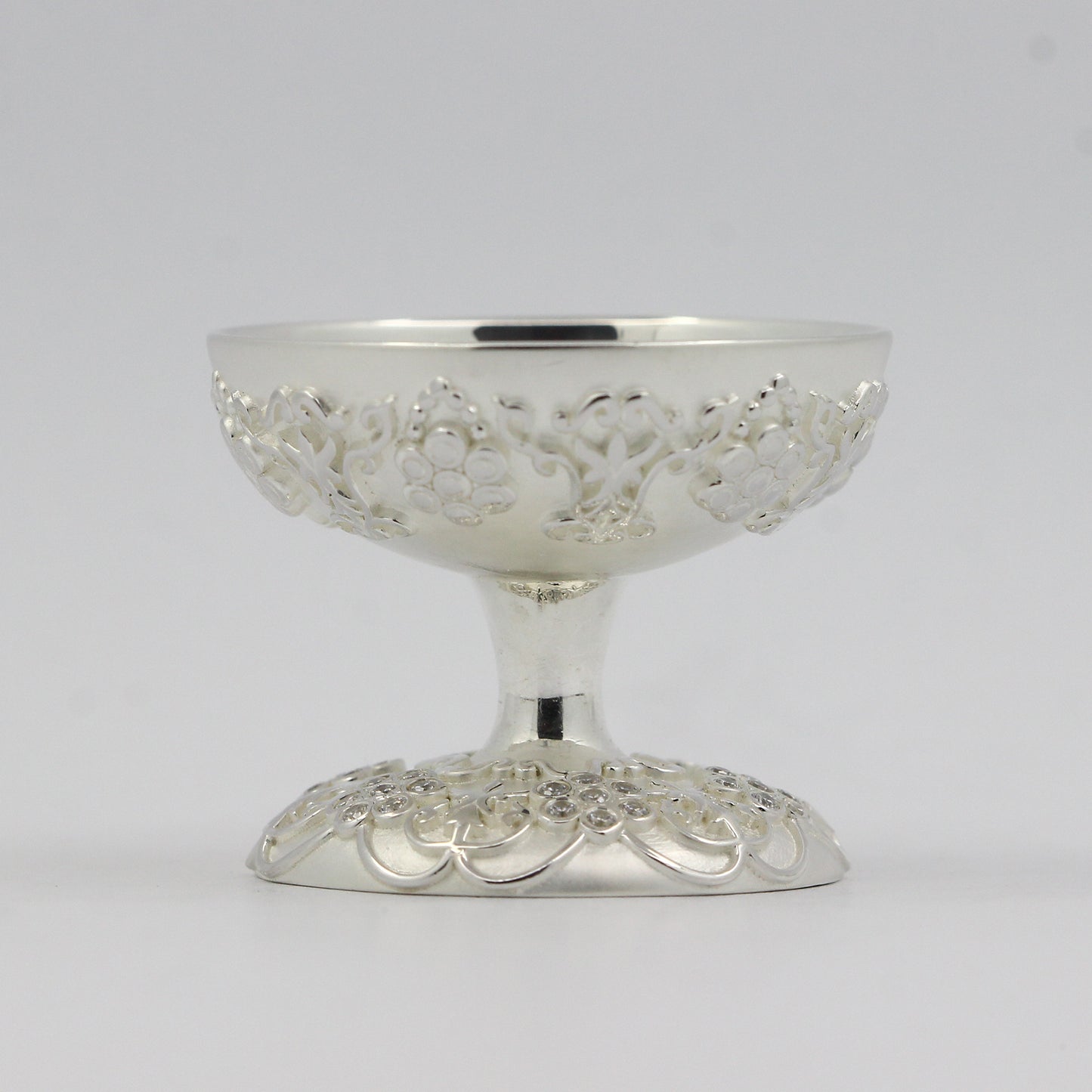 925 Silver High Polished Studded Diya Stand