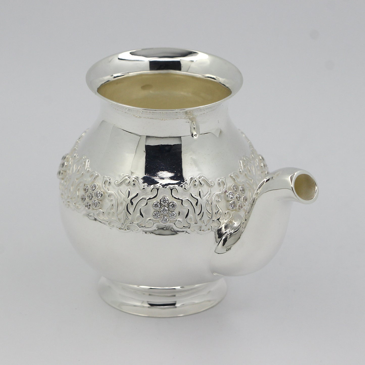 925 Silver Mixed Finish Studded Kalash