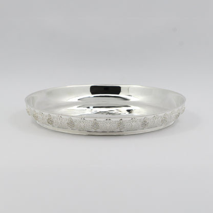 925 Silver Mixed Finish Studded Thali