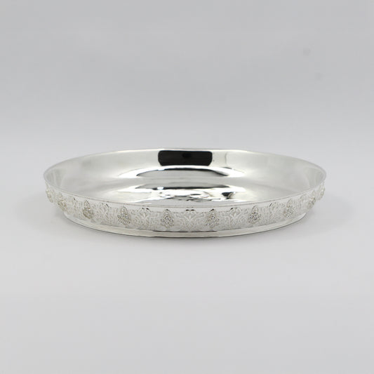 925 Silver Mixed Finish Studded Thali