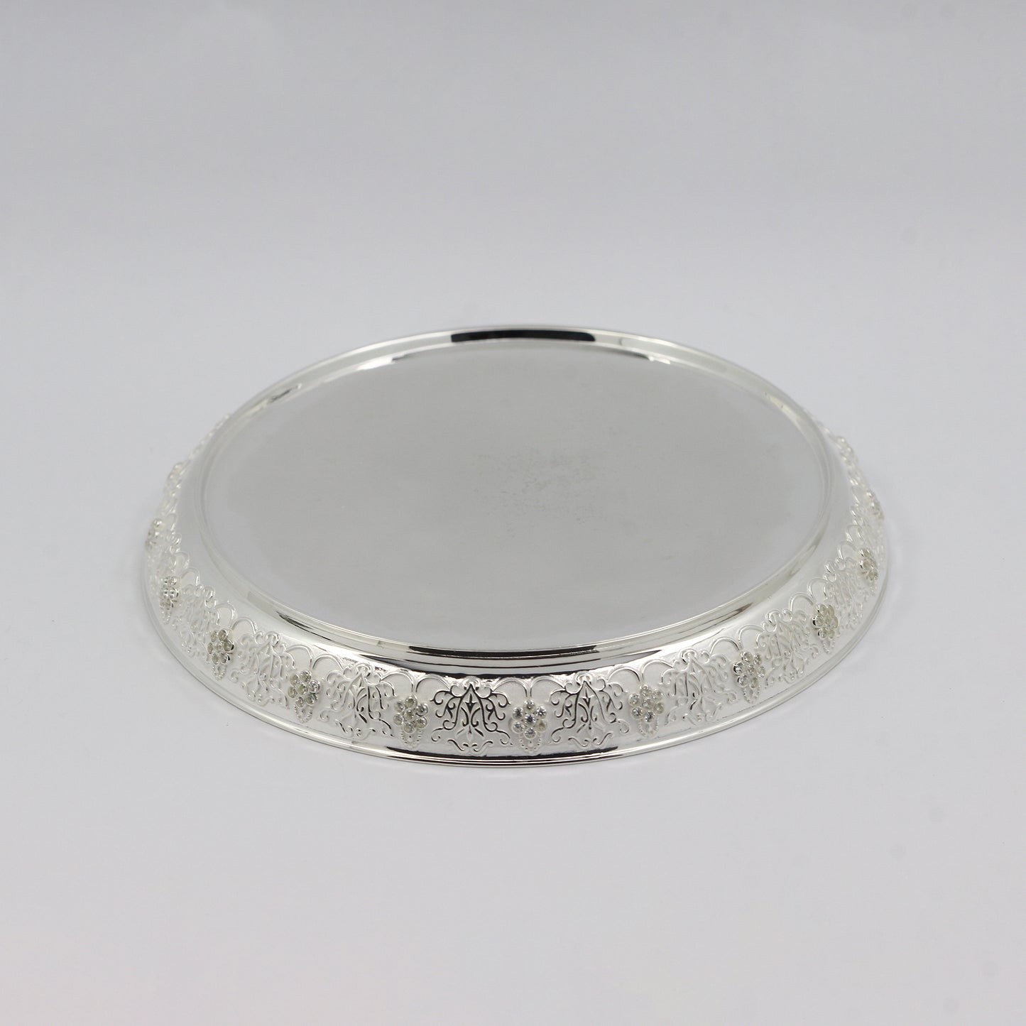 925 Silver Mixed Finish Studded Thali