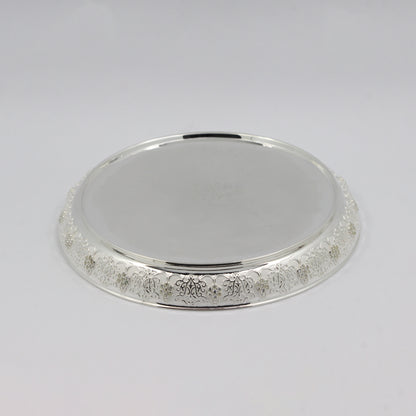 925 Silver Mixed Finish Studded Thali