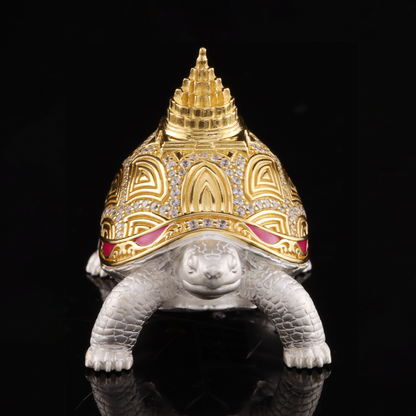 925 Silver Mixed Finish Studded Tortoise with Shri Yantra Design 2