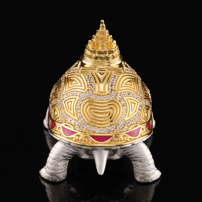 925 Silver Mixed Finish Studded Tortoise with Shri Yantra Design 2