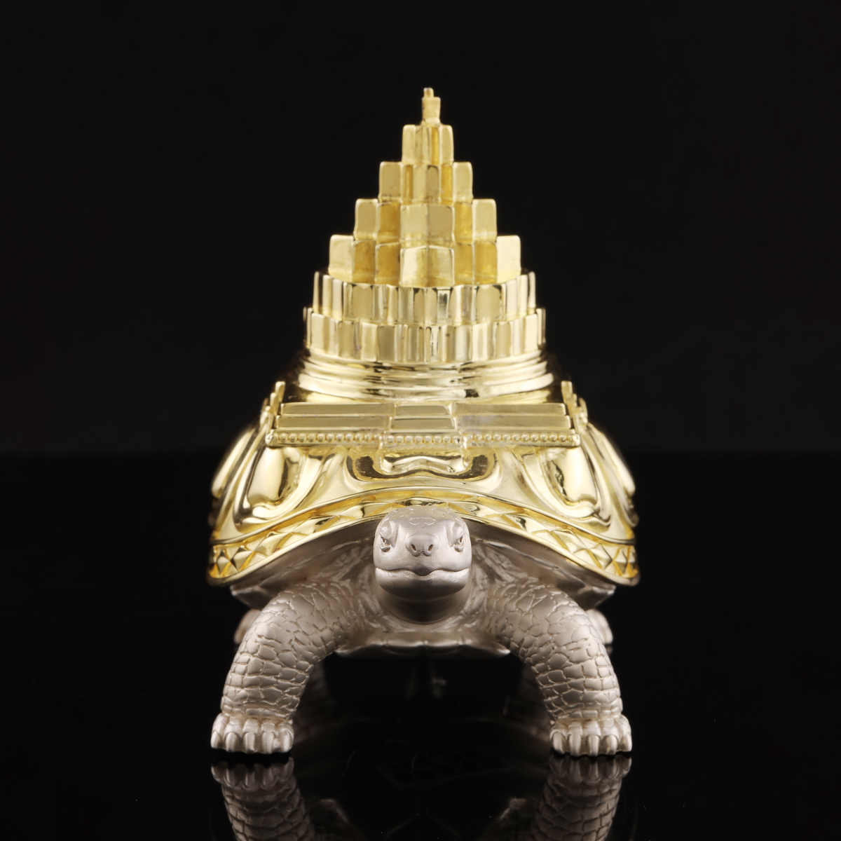 925 Silver Mixed Finish Tortoise with Shri Yantra Design 1