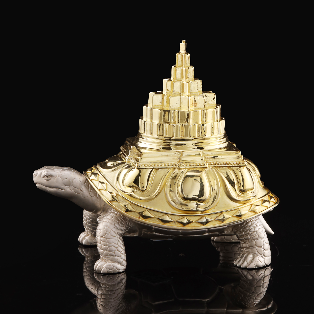 925 Silver Mixed Finish Tortoise with Shri Yantra Design 1