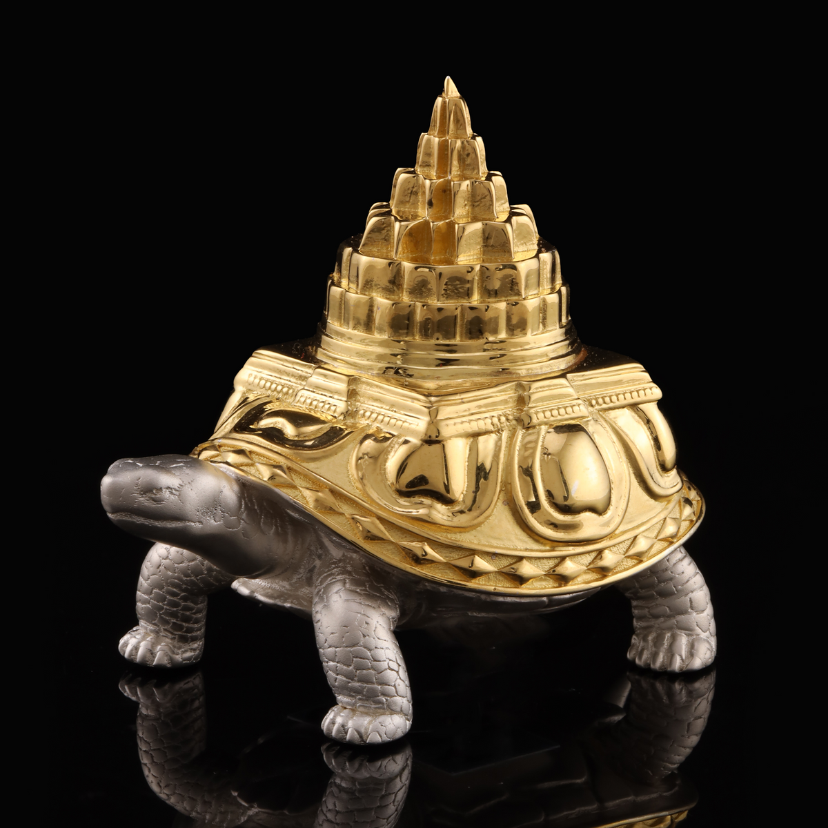 925 Silver Mixed Finish Tortoise with Shri Yantra Design 1