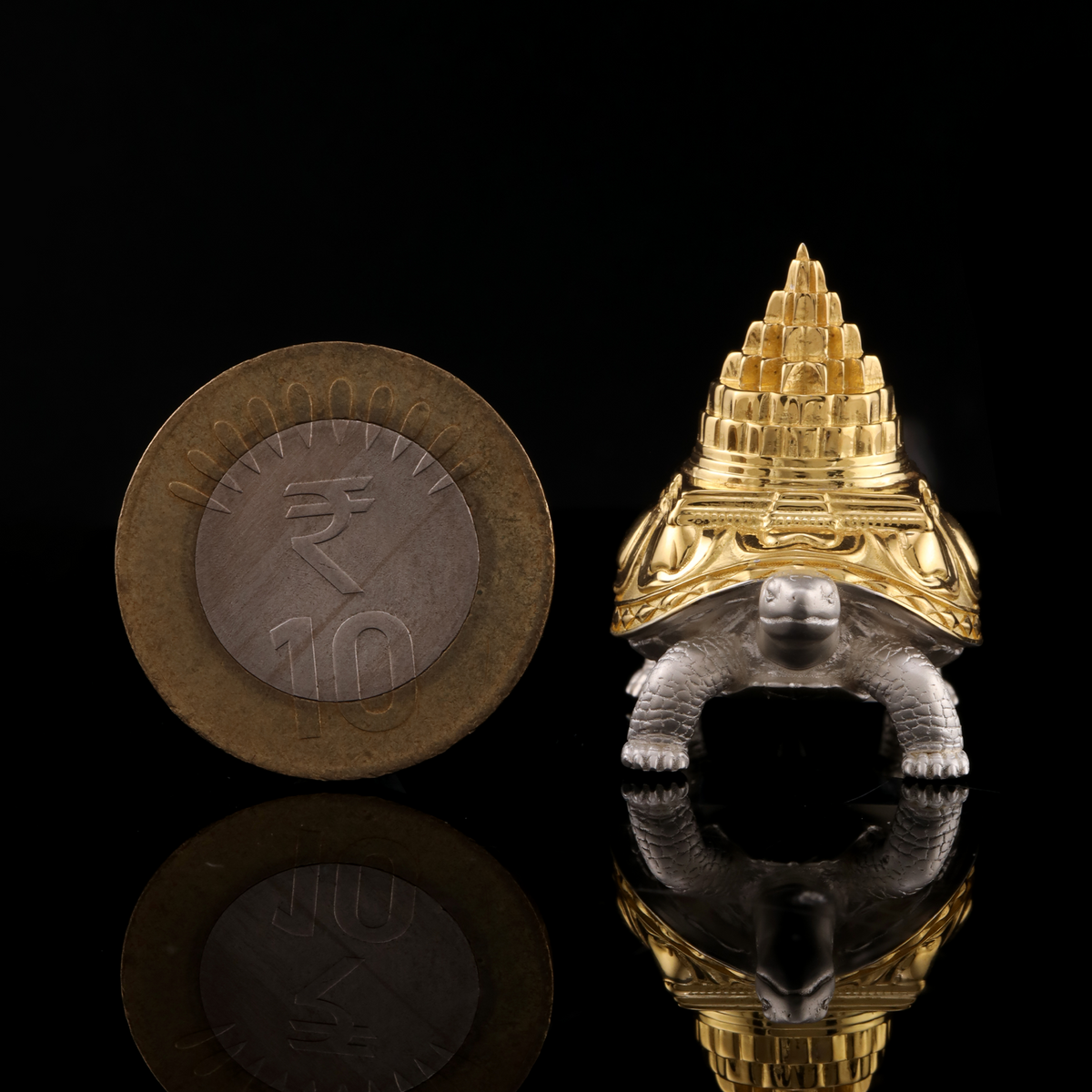 925 Silver Mixed Finish Tortoise with Shri Yantra Design 1