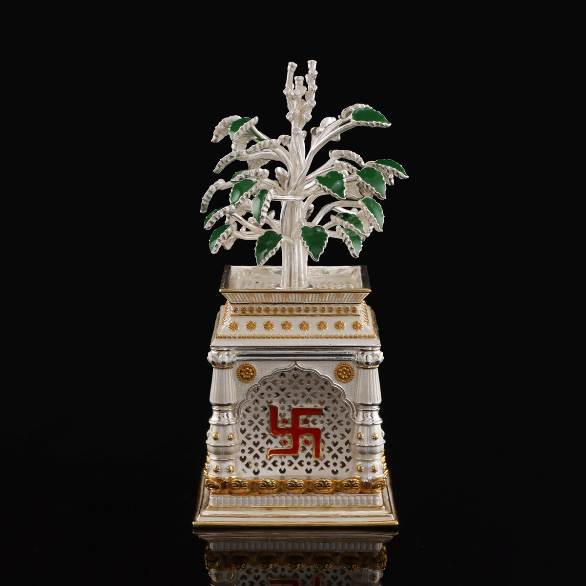 925 Silver Mixed Finish Tulsi Vrindavan Design 2