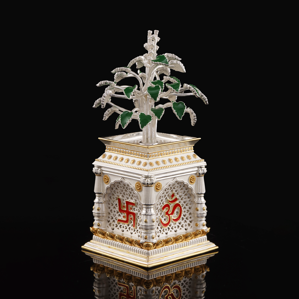 925 Silver Mixed Finish Tulsi Vrindavan Design 2