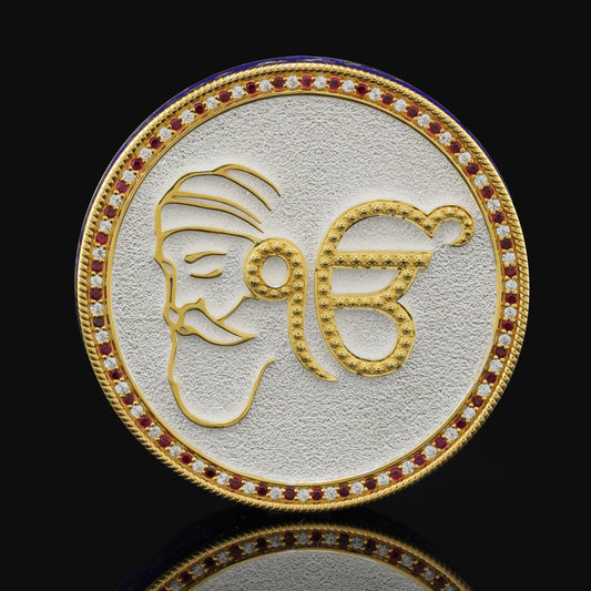 925 Silver Mixed Finish Ik Onkar Coin