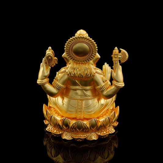 Brass Industrial Finish Lotus Base Ganesh