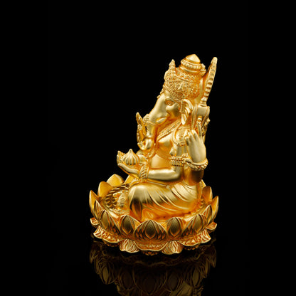 Brass Industrial Finish Lotus Base Ganesh