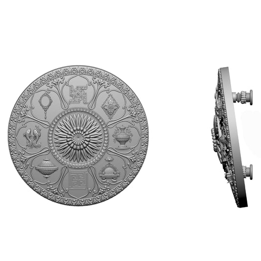 999 Silver Mixed Finish Round Ashtamangal