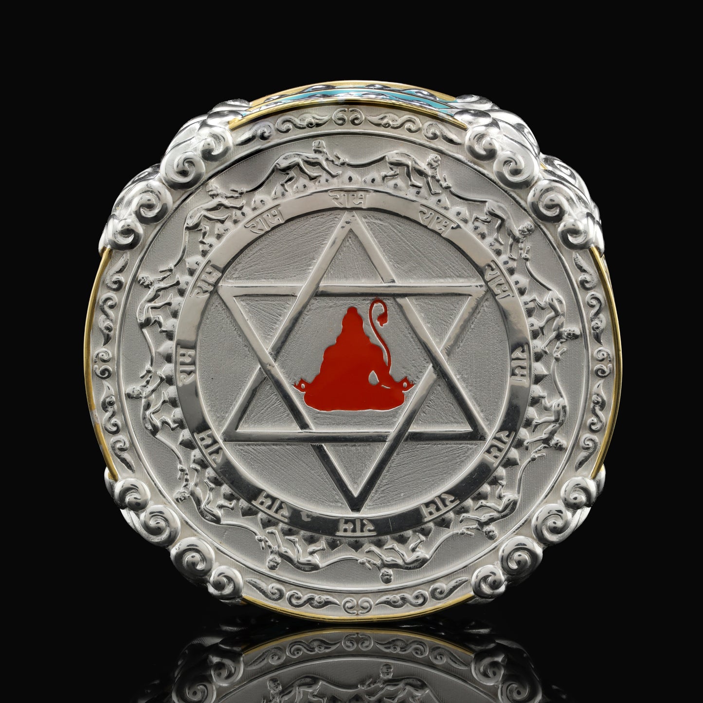 925 Silver Mixed Finish Hanumanji with Mantra Coin