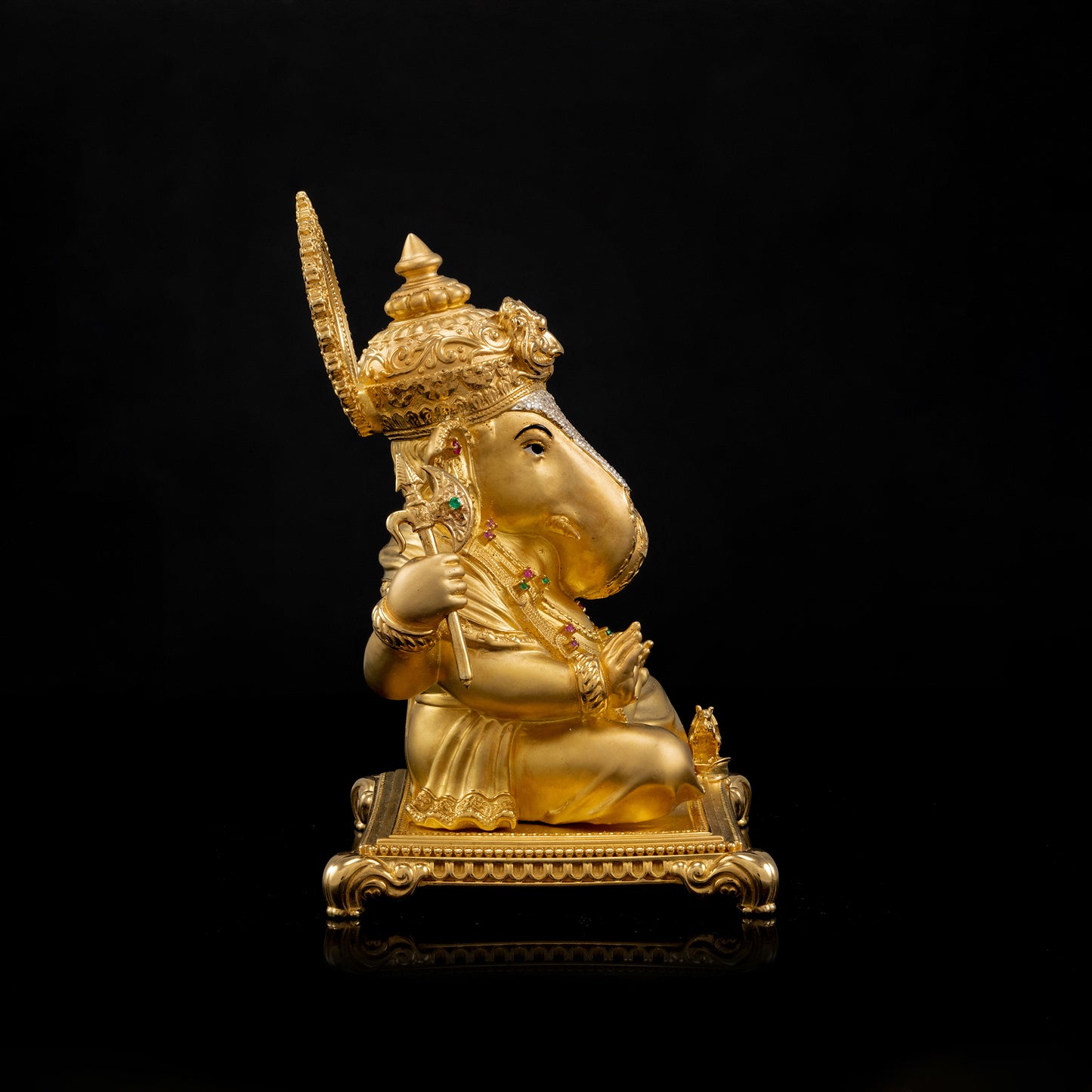 Silver Mixed Finish Studded Dagdusheth Ganpati