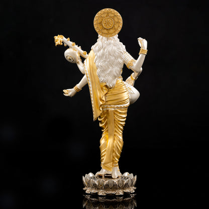 Silver Mixed Finish Standing Saraswati Idol