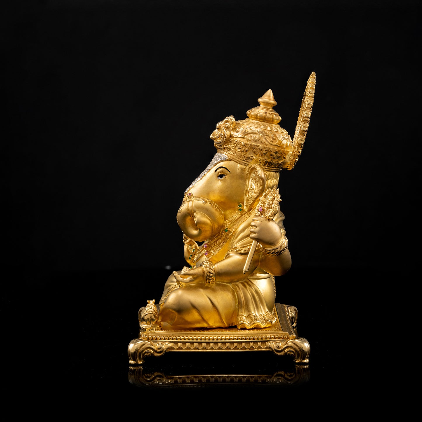 Silver Mixed Finish Studded Dagdusheth Ganpati