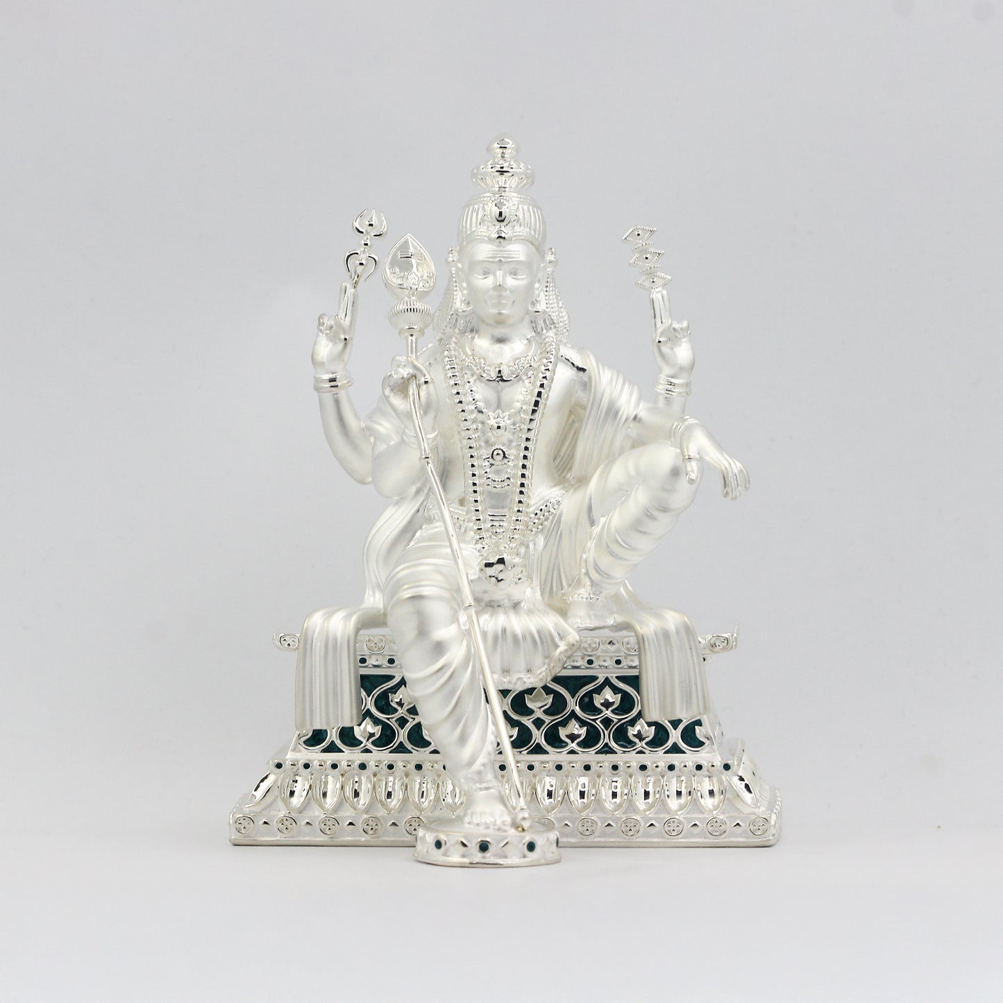 Silver Premium Matte Lord Kartikeya with Enamel (Sitting)