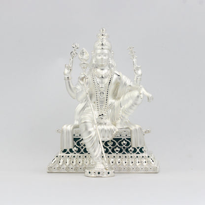 Silver Premium Matte Lord Kartikeya with Enamel (Sitting)