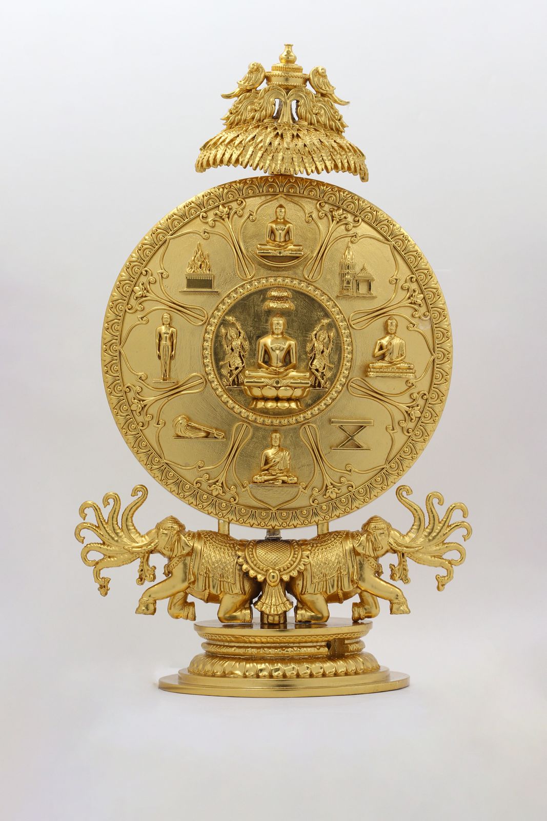Brass Semi Polished Standing Siddhachakra