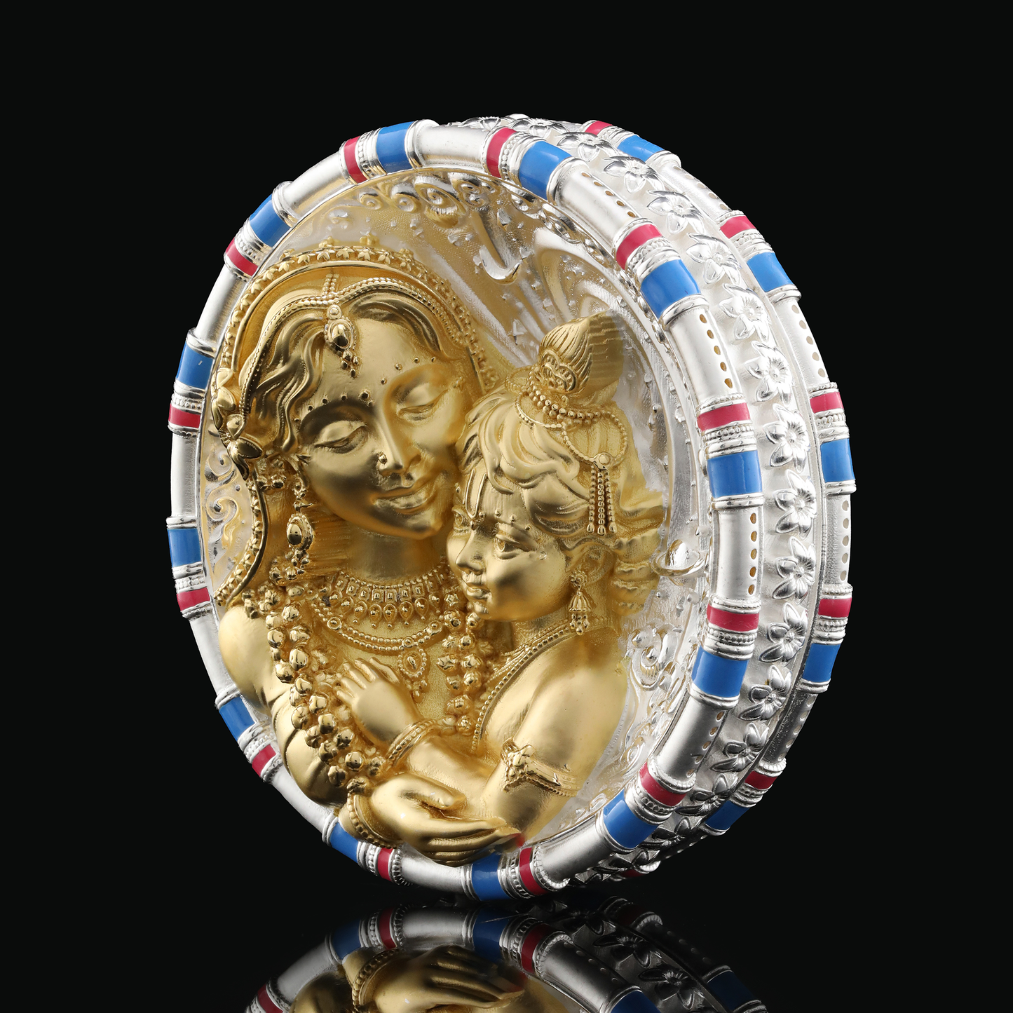 925 Silver Mixed Finish Yashoda Krishna Coin