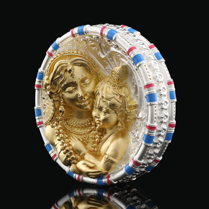 925 Silver Mixed Finish Yashoda Krishna Coin