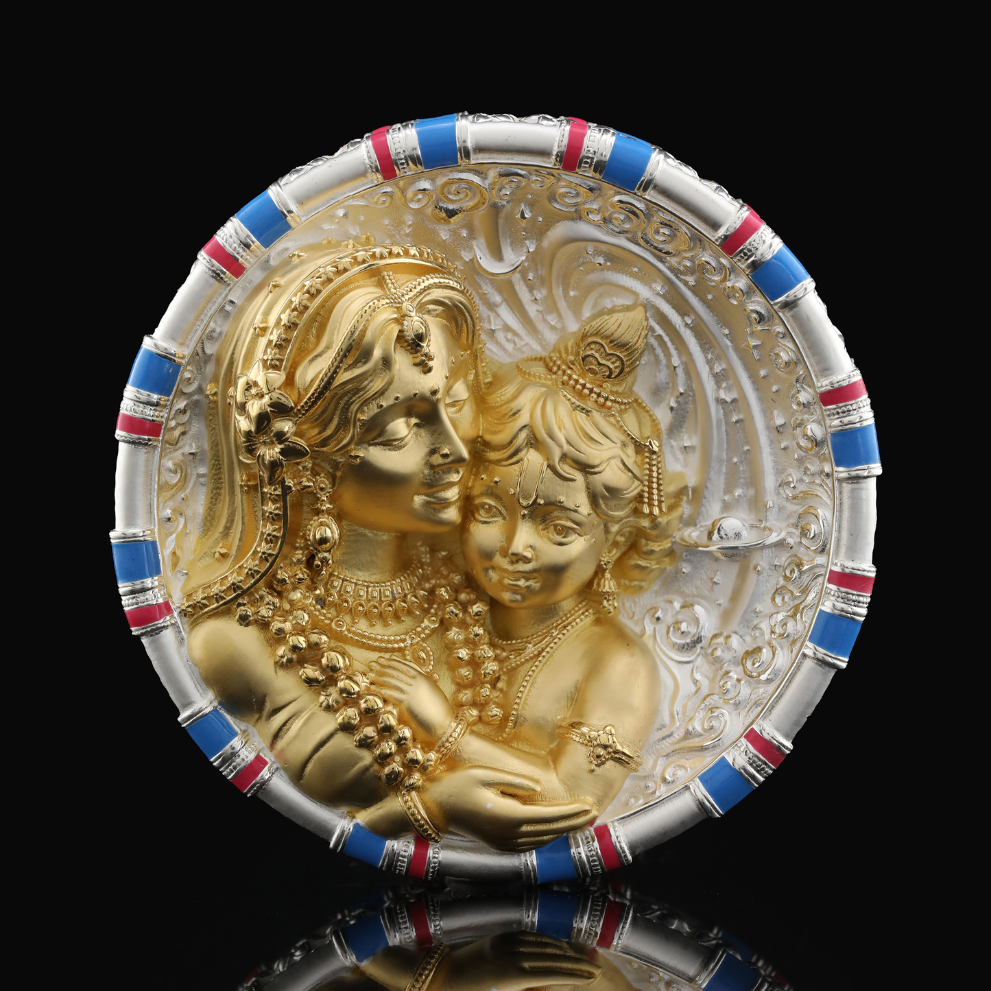 925 Silver Mixed Finish Yashoda Krishna Coin