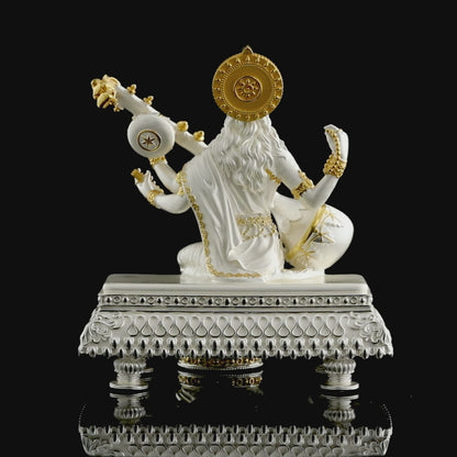 925 Silver Dual Tone Maa Saraswati on Sinhasan Idol