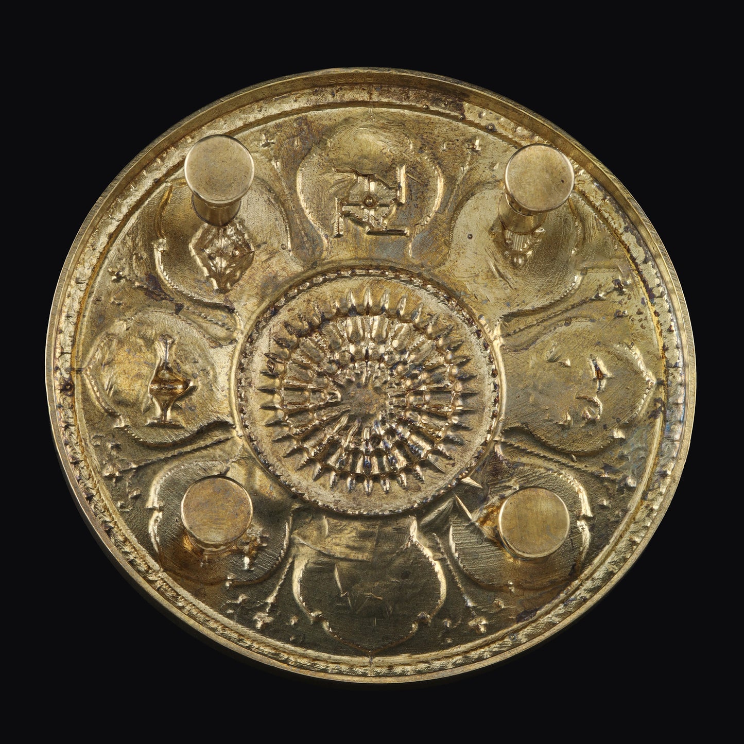 Brass Mixed Finish Round Ashtamangal
