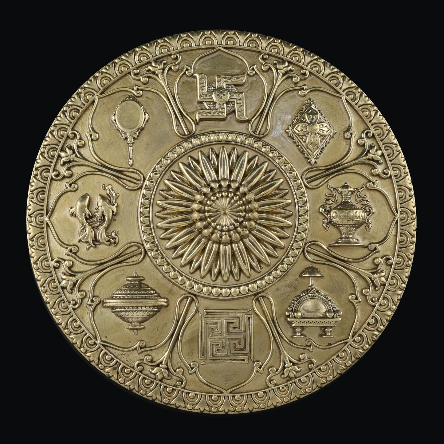 Brass Mixed Finish Round Ashtamangal
