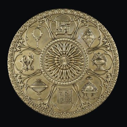Brass Mixed Finish Round Ashtamangal