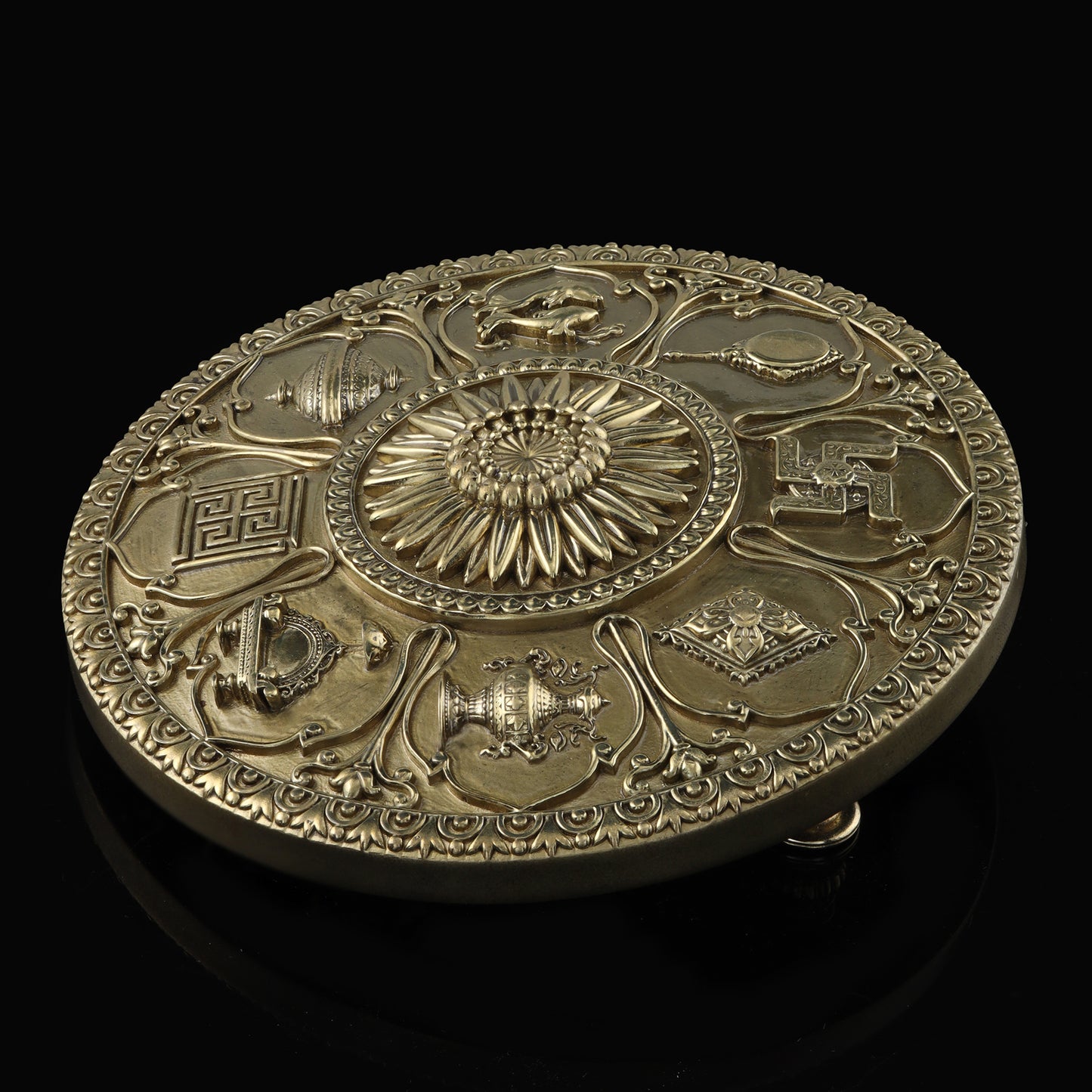 Brass Mixed Finish Round Ashtamangal