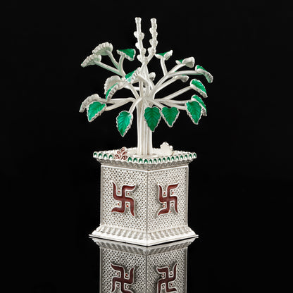 925 Silver Mixed Finish Tulsi Vrindavan Tree